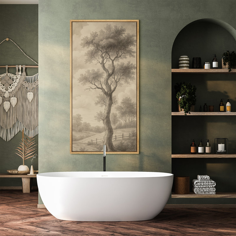 «Brown Tone Tree Landscape Art Extra Large», reproduction d'art sur toile encadrée, Naturel, H 60 po x l 30 po