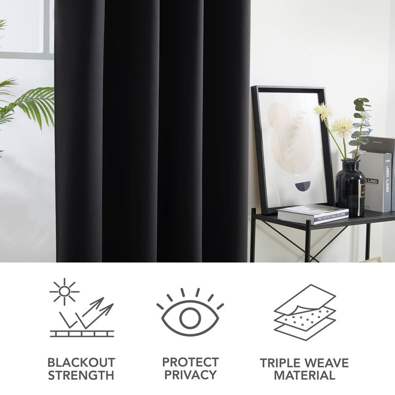 Blackout Curtain Pair, 42cm Width x 242cm Drop