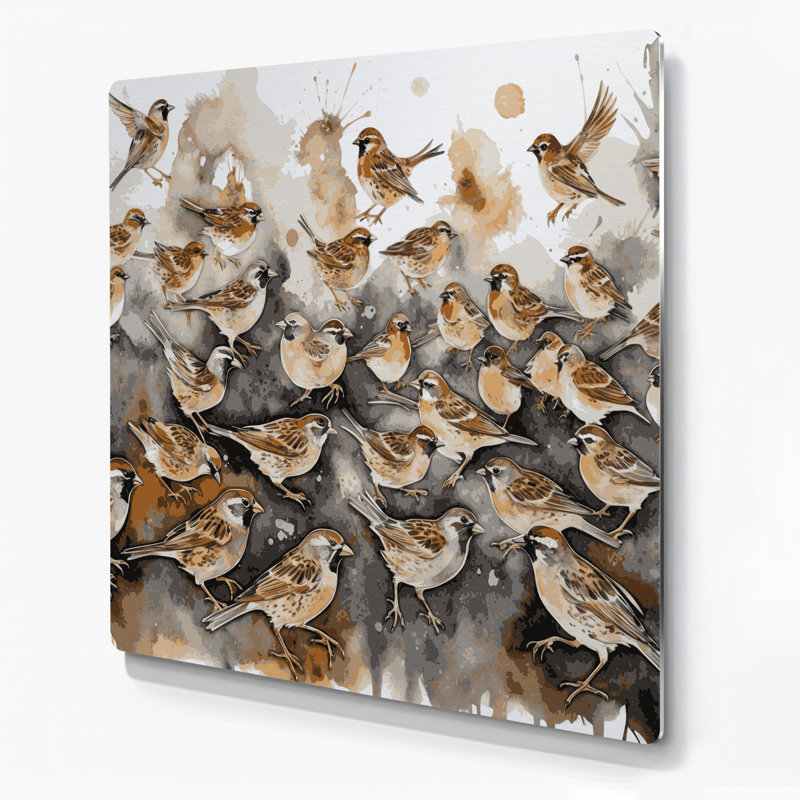 Art mural en métal beige Birds House, H 144 po x l 144 po x P 0,05 po