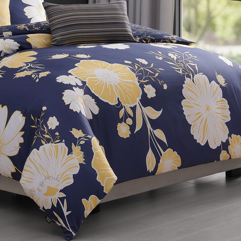 Ensemble d'édredon réversible 100% satin de coton 5 pièces Bebejan Sunglow, Édredon de grand lit + 4 pièces additionnelles