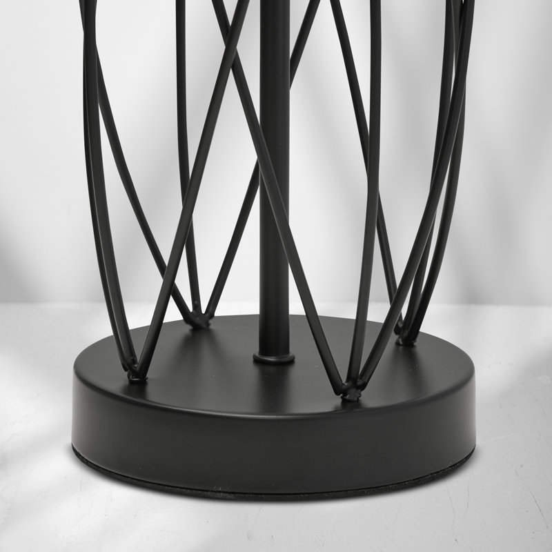 Alexarae 50cm Black Frame Style Table Lamp with Linen Shade, Grey