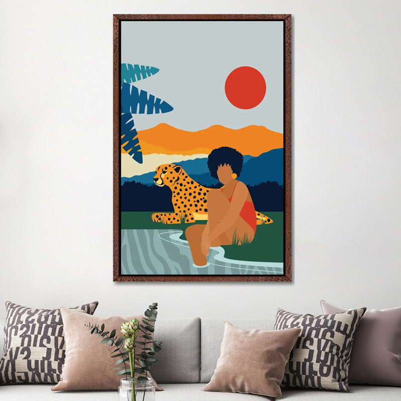 Jungle Boogie - Print on Canvas, 152.5 cm H x 101.5 cm W, Classic Brown Wood Framed