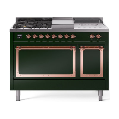 ILVE Nostalgie II Noblesse 48 in Dual Fuel Range, 5 Burner, Griddle, Frenchtop