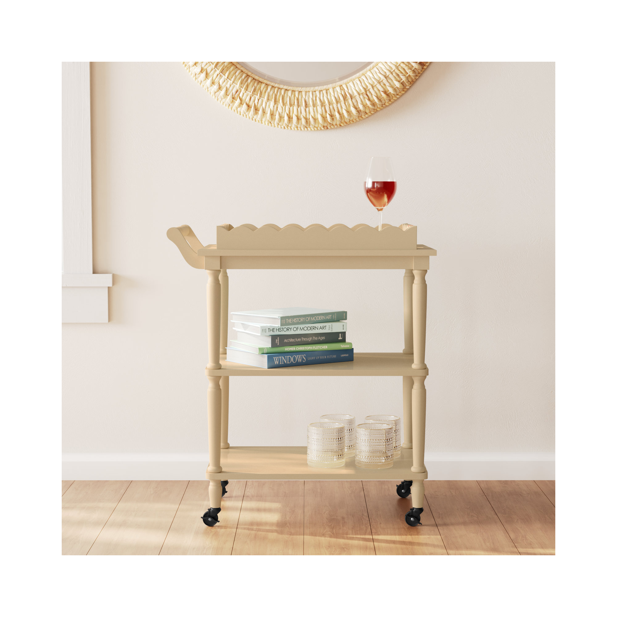 Edan 3 Tier Dining Cart, Natural