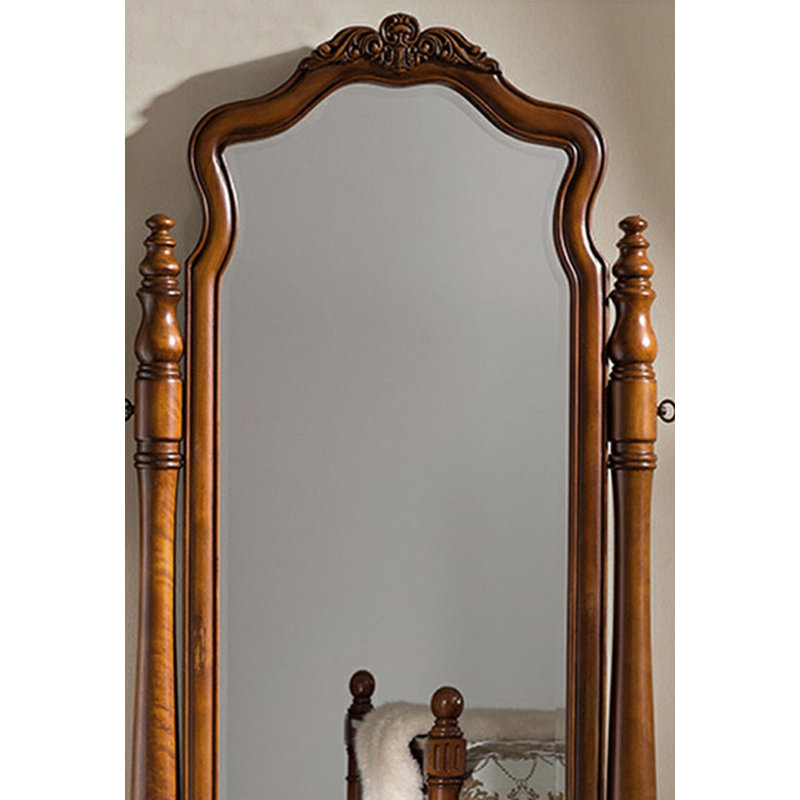 Miroir américain en chêne avec tiroirs