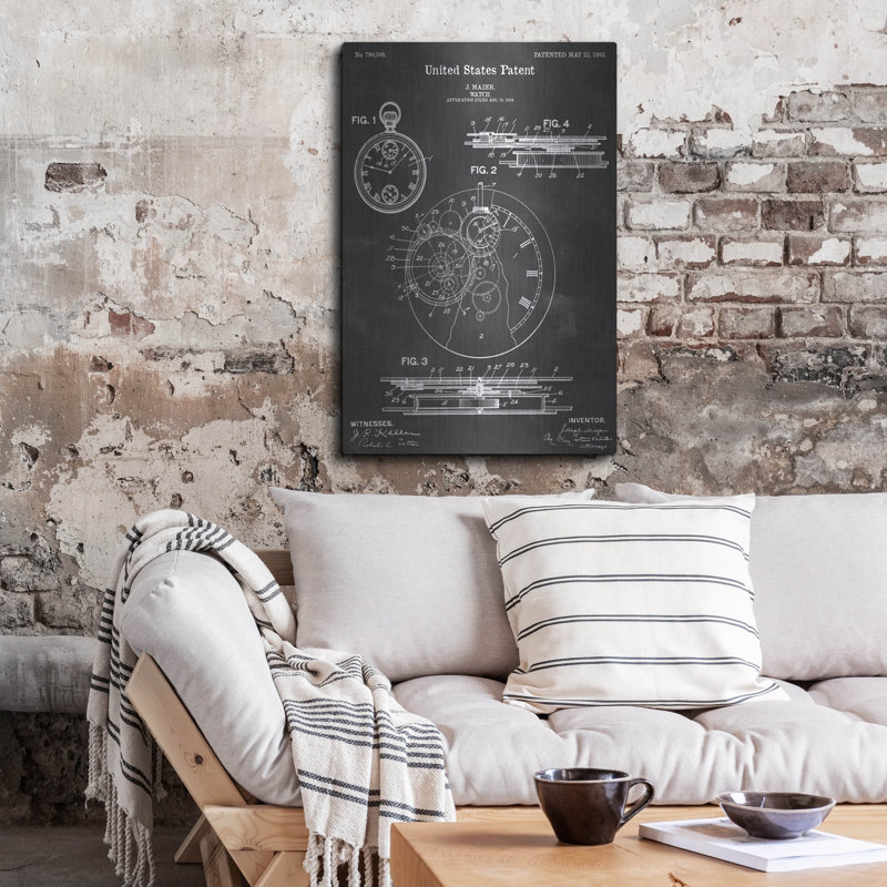 Chalkbo «Stopwatch Blueprint Verny Board» par Patents, H 36 po x l 24 po