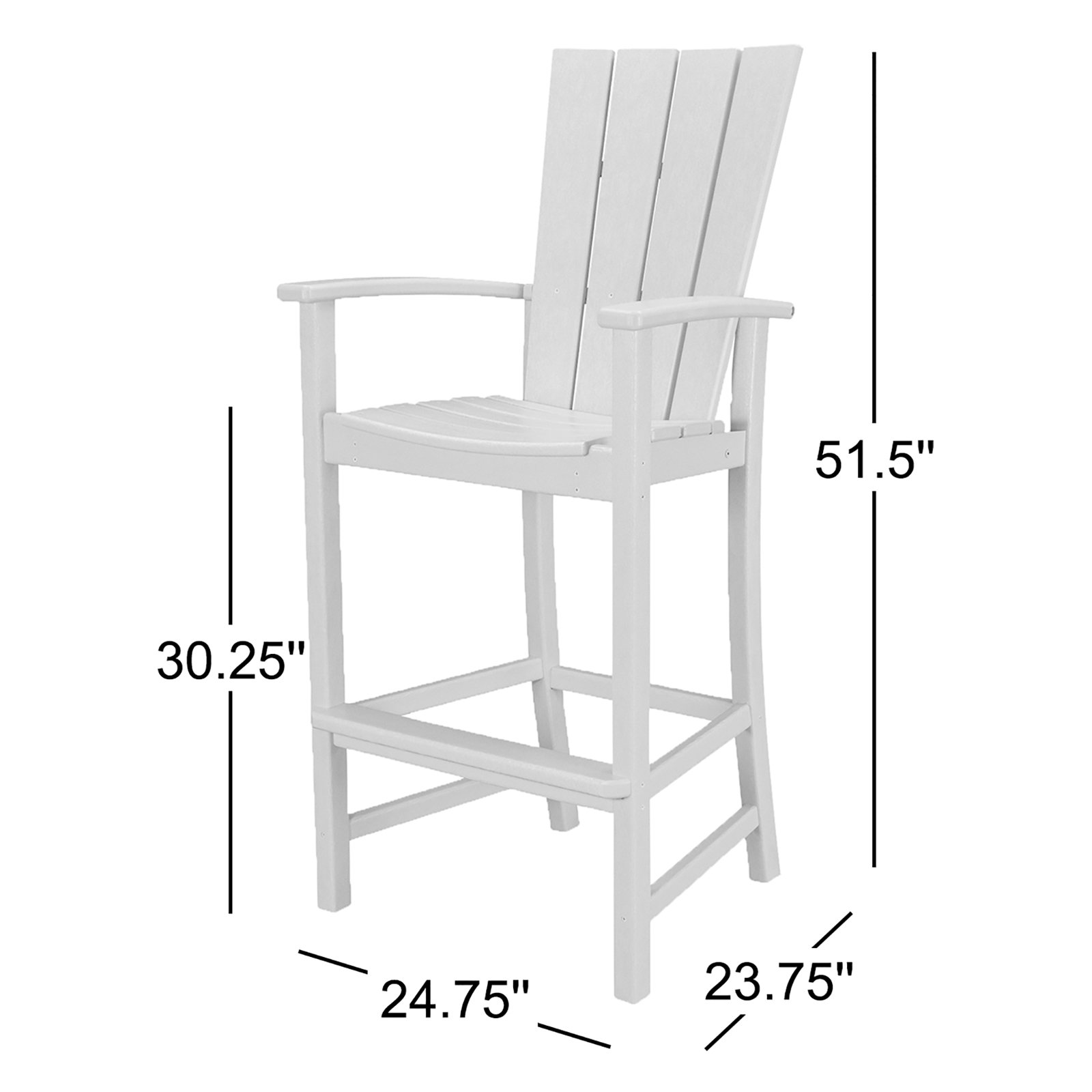 POLYWOOD® Quattro Patio Bar Stool, White