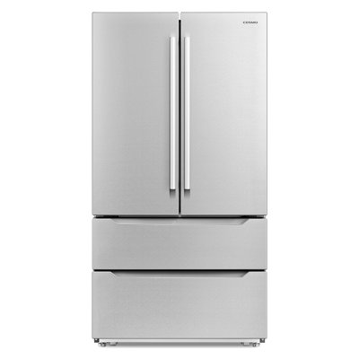 Cosmo 36 po Lumin Collection 22,5 cu. Réfrigérateur à porte française à profondeur de comptoir avec poignées en acier inoxydable