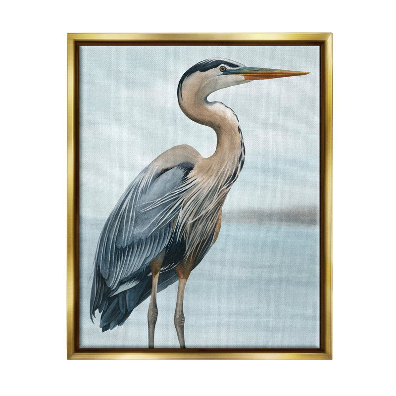 «Stupell Industries Coastal Heron Portrait» par Grace Popp, H 31 po x l 25 po x P 1,7 po, Cadre flottant doré