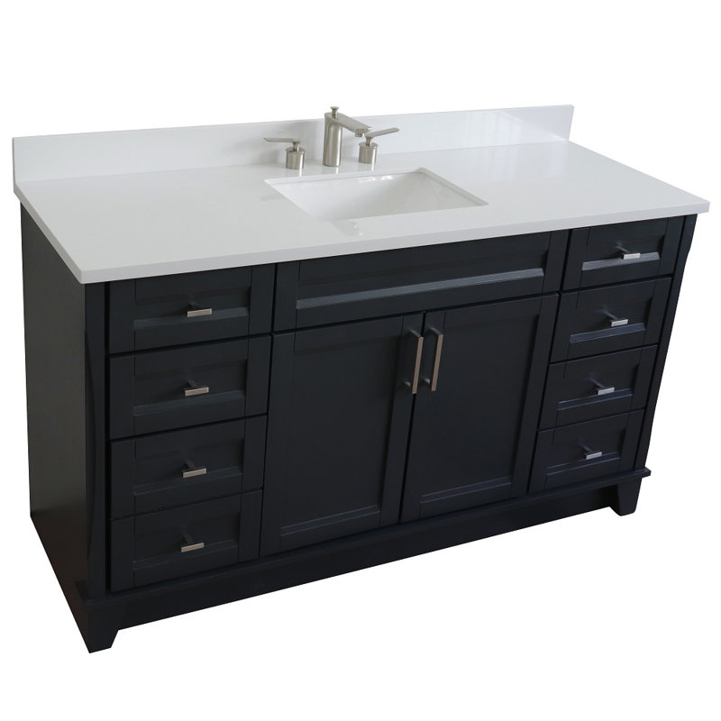 Ensemble de meuble-lavabo simple 61 po Dagh, Quartz blanc