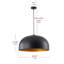 1-E26 24.02 inch Oversize Modern Dome Pendant Light ETL Certified, Adjustable Cord, Dimmable, Ideal for Living Room and Dining Area