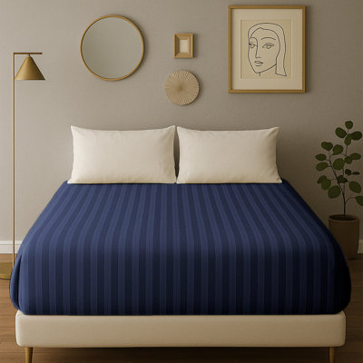 40cm Deep Pocket Microfiber Stripe Fitted Sheet