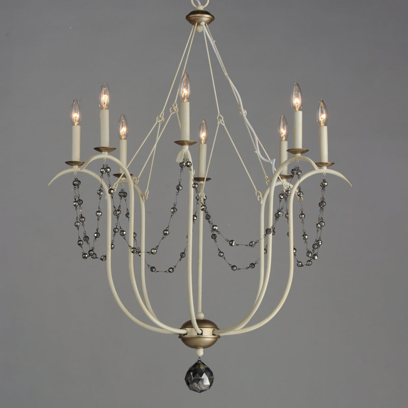 Zoticus 8 - Light Dimmable Classic / Traditional Chandelier, Ecru/Venetian Gold