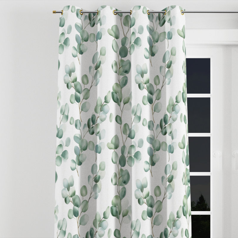 Coastal Rideaux - Rideau à œillets vert eucalyptus - 1 panneau, L 52 po x L 90 po, Œillets dorés
