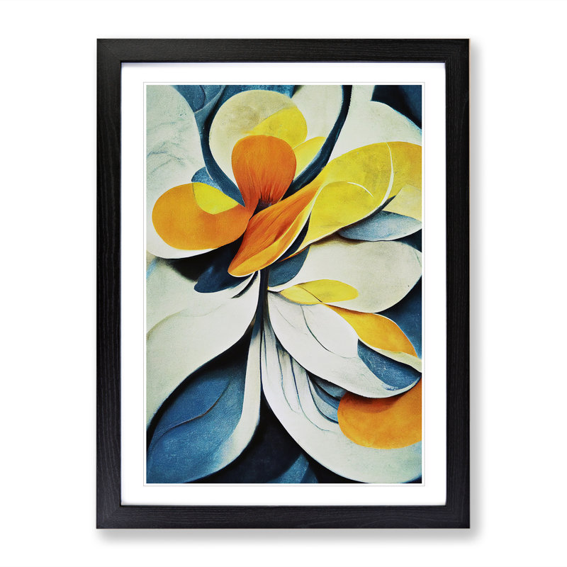 Amazing Abstract Flowers No.5 - Single Picture Frame Painting, 64cm H x 46cm W x 2cm D, Black 