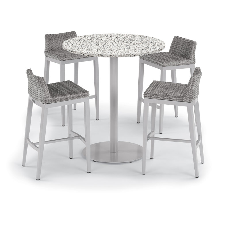 Travira and Argento Outdoor 5 - Piece Bar Height Dining Set, Ash