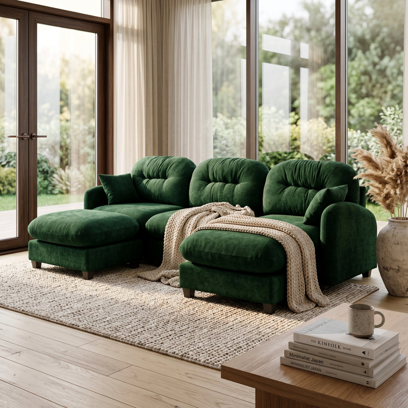 Upholstered Sectional, 3 Seat+2 Ottoman