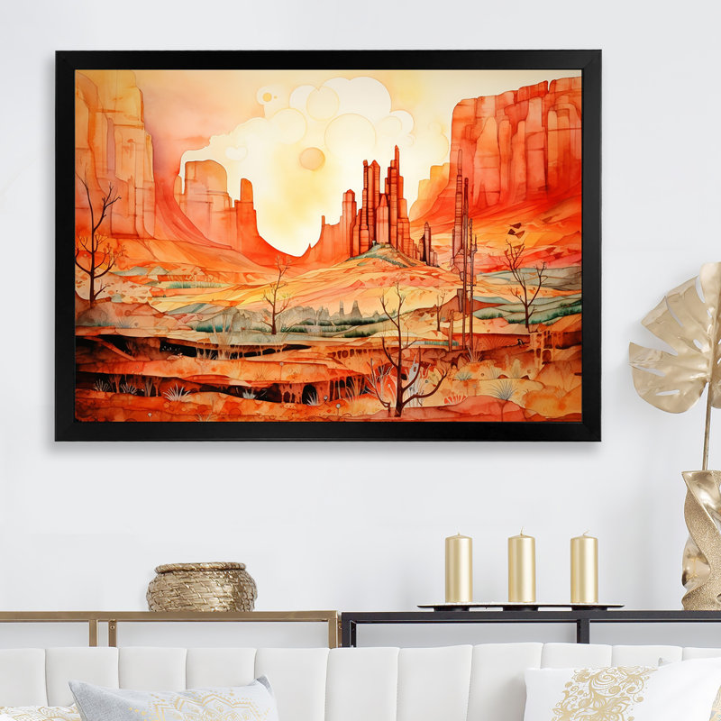 «Native Navajo Landscape I», reproduction sur toile, Cadre simple noir, H 12 po x l 20 po x P 1 po