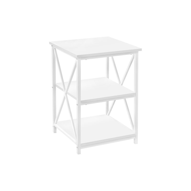 Accent Table, Side, End, Nightstand, Lamp, Laminate, Metal, White, White