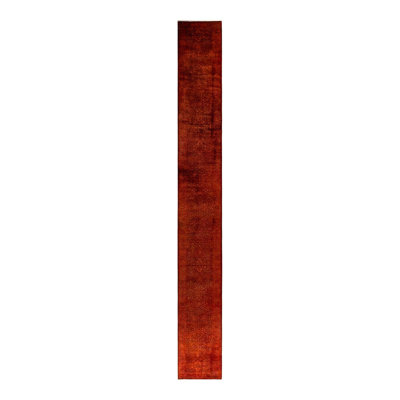 Xhensila One-of-a-Kind 2' 8" X 22' 9" New Age Wool Area Rug Orange
