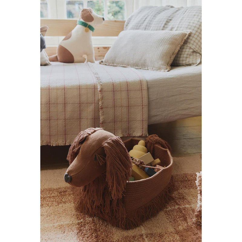 Wouf Wouf! Throw Blanket, Rose/Natural