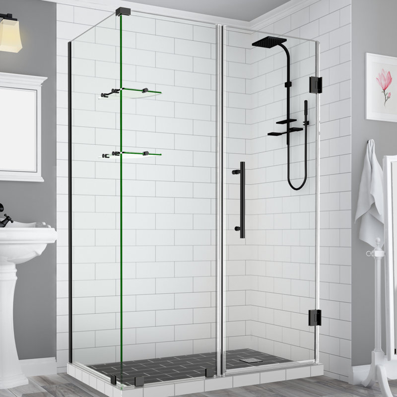 Cabine de douche rectangulaire à charnière sans cadre 36,38 po x 72 po Bromley GS
