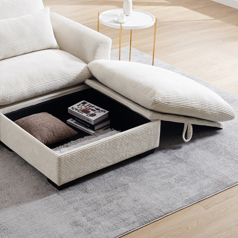 Karaka Upholstered Ottoman, White