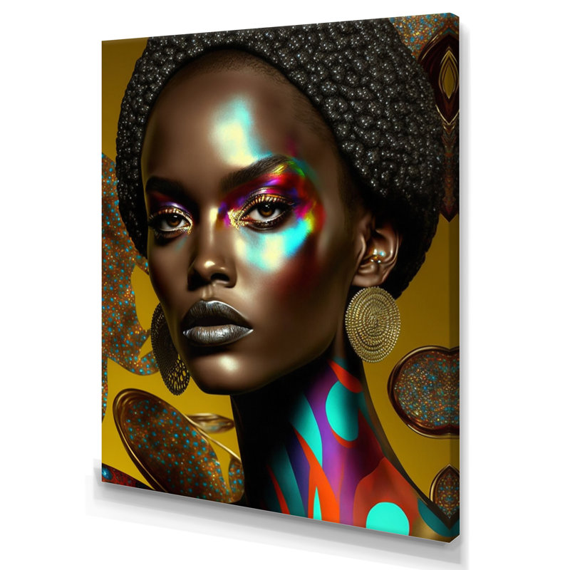 «Classy Portrait of Elegant African Lady VII», reproduction sur toile, H 44 po x l 34 po x P 1,5 po, Toile tendue