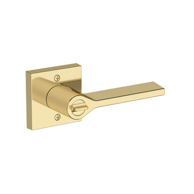 Anaheim Hills Keyed Entry Lever with Contemporary Square Rose in Non-lacqered Brass