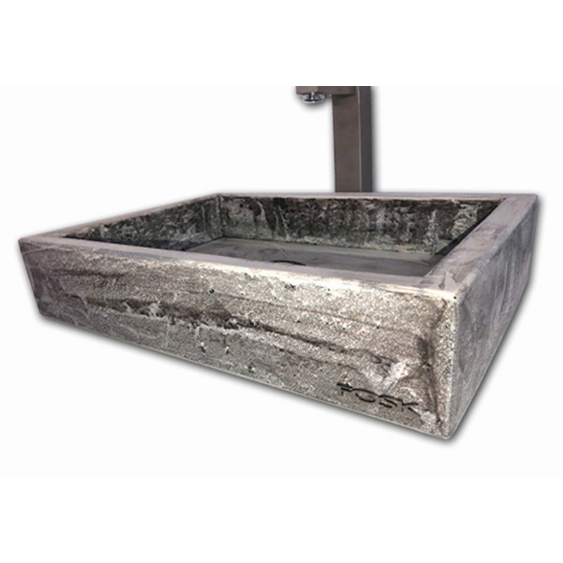 Lavabo pour salle de bain à vasque rectangulaire fabriqué à la main, Blanc urbain