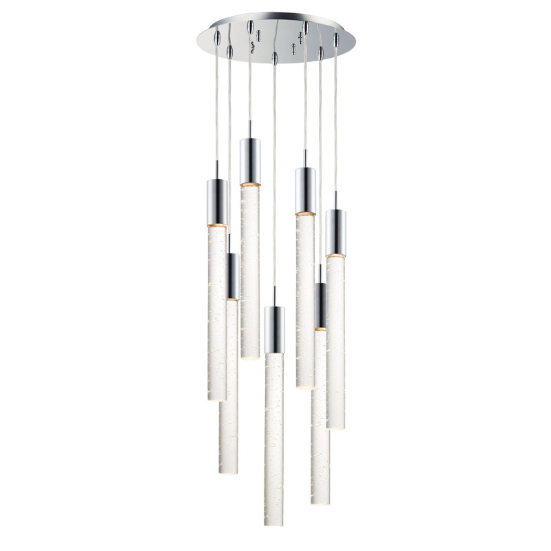 Luminaire suspendu à cylindre en grappe 7 lumières Senn