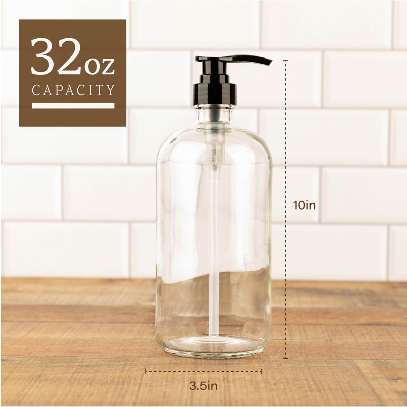 Distributeur de savon 1 litre Nanfito, Transparent/noir