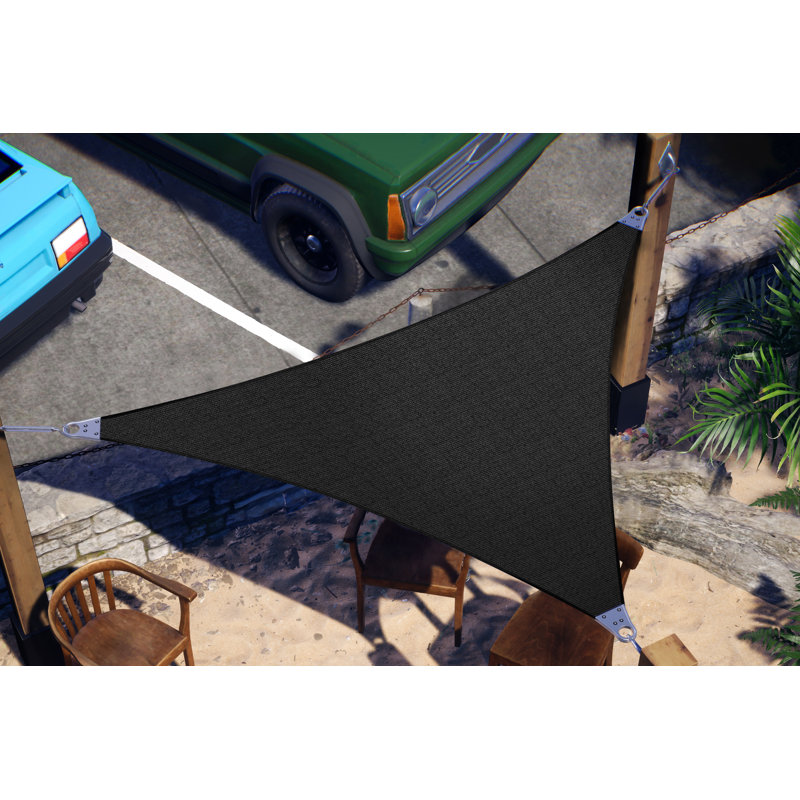 Voile d'ombrage triangulaire ColorTree avec ensemble de quincaillerie - UPF50, coins renforcés, tissu 260 g / m², Noir