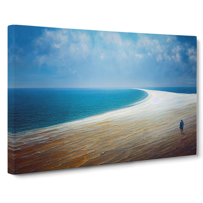 Alone On The Beach - Wrapped Canvas
