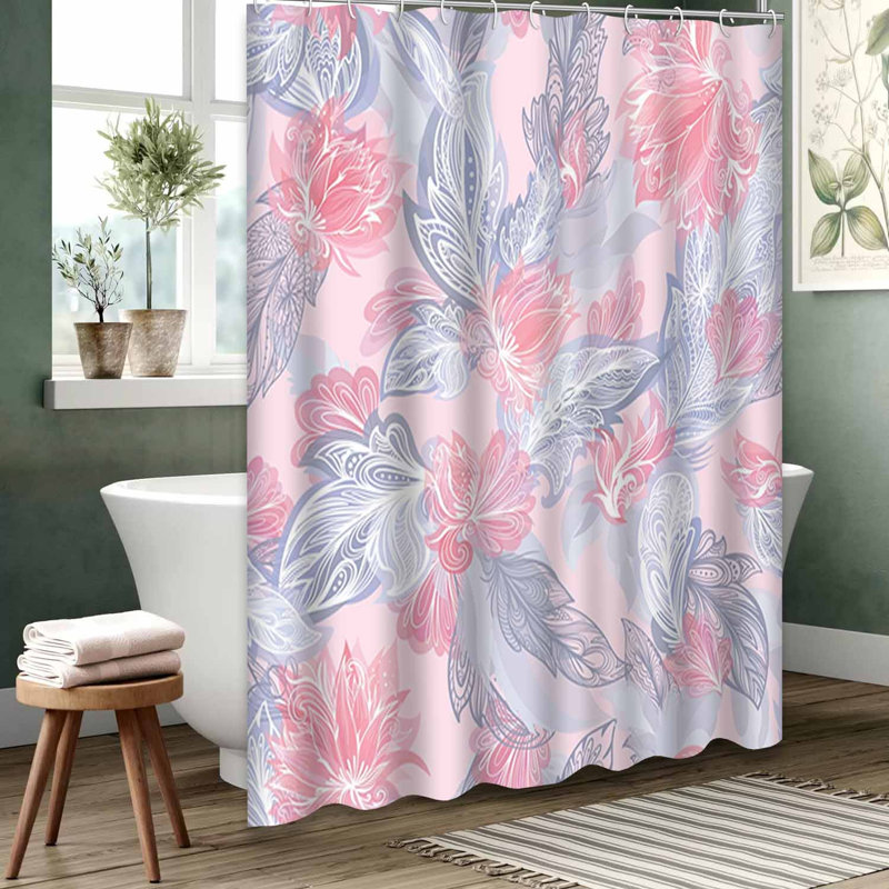 Rideau de douche rose imperméable, rideaux de douche pour la salle de bain avec 12 crochets, L 72 po x l 78 po