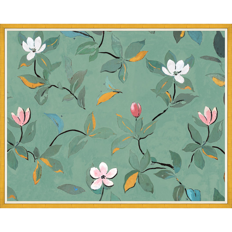 Green Magnolias Print by Paule Marrot, Gold Framed, 43" H x 54" W x 1.25" D