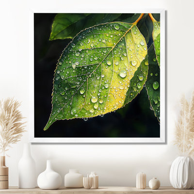 «Green Dewy Morning Leaves II» - feuilles, art mural