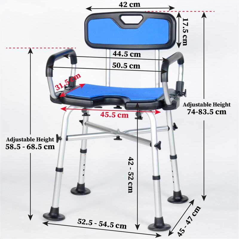 Moveable Armrests And Fixed Backrest Shower Chair
