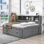 Lit de jour double / en bois double avec tiroirs et tablettes-98114154