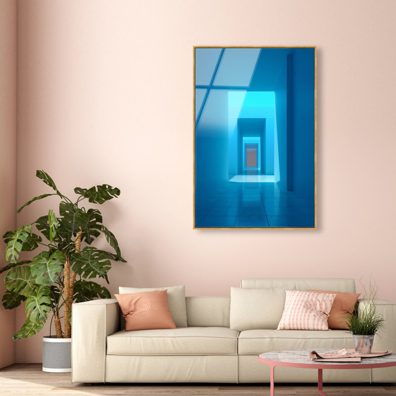 Cerulean Corridor II Print, 37"H x 25"W, Gold Floater Frame