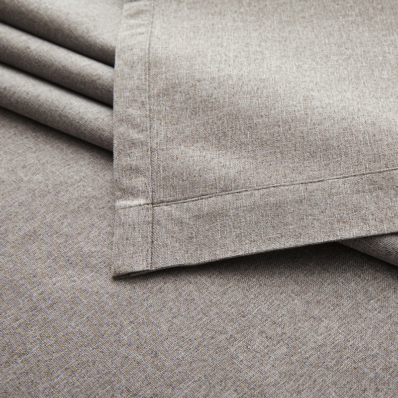 Linen Blend Blackout Curtain Panel Pair, 137cm Width x 117cm Drop, Mocha