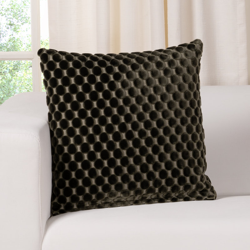 Nirvan Velvet Pillow, Square 20", Green, Polyester