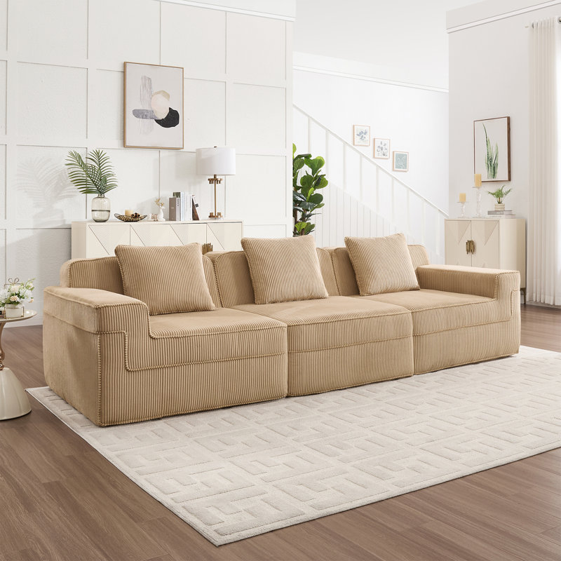 Canapé modulaire 3 places, H 33,8 po x l 117,3 po x P 41,3 po, 3, Chameau
