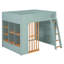 Lit mezzanine en bois, taille standard, avec étagères de rangement, échelle et tiroir sous le lit, lit d'appoint pour enfant, vert menthe et chêne naturel-2080313746