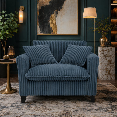 Contemporary Corduroy Style Comfortable Single Person Sofa Chair with Full Backrest Cushioned Seat and Side Armrests for Bedroom Lounge