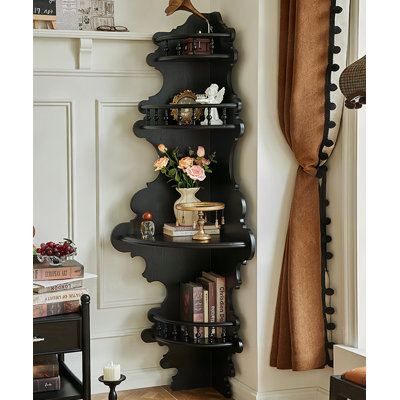 Retro Black Solid Wood Accent Cabinet