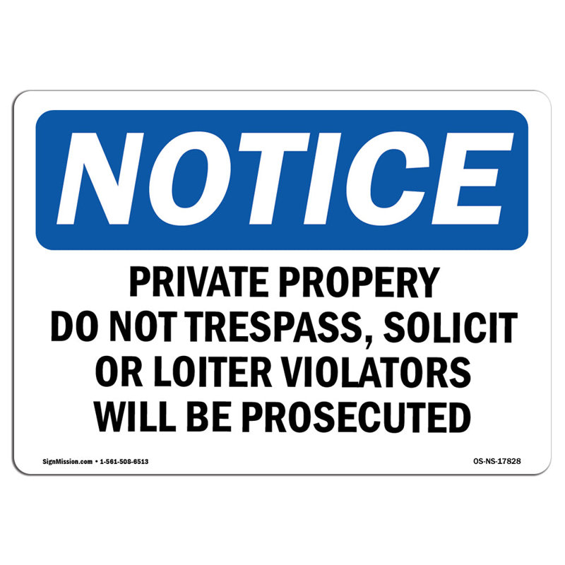 Private Property Do Not Trespass Solicit Sign