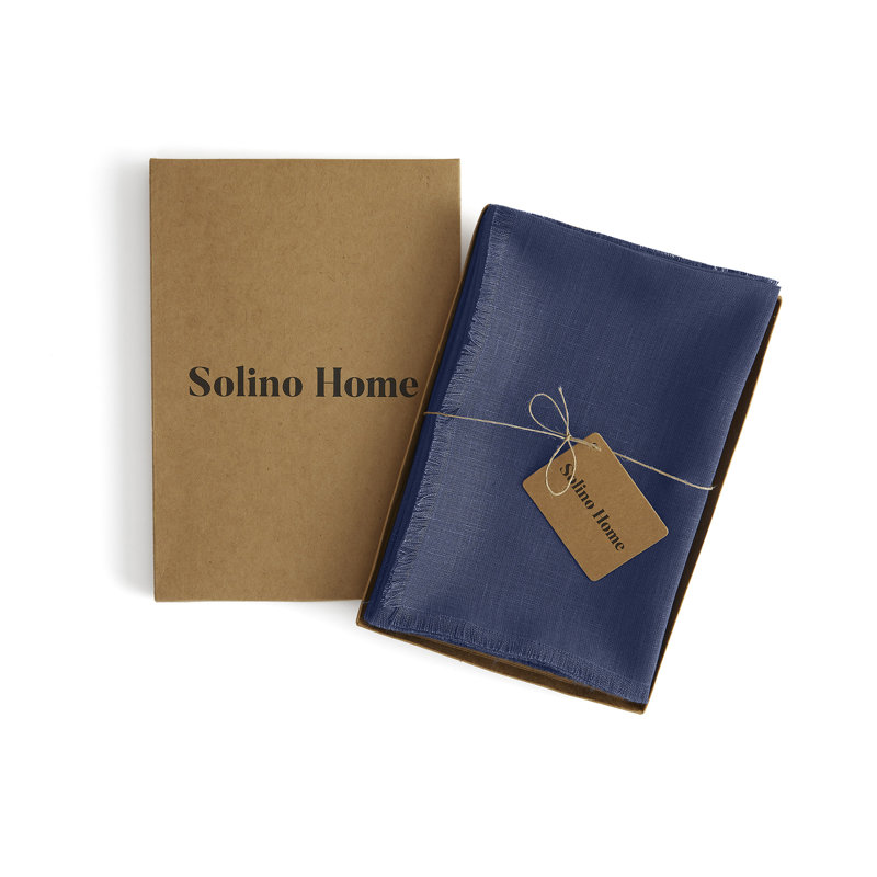 Fringe - 100% Pure Linen Dinner Napkins, Vintage Blue