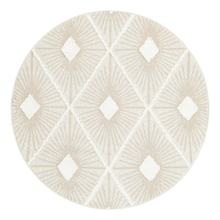 Longmeadow Geometric Ivory/White Machine Woven Polyester Area Rug