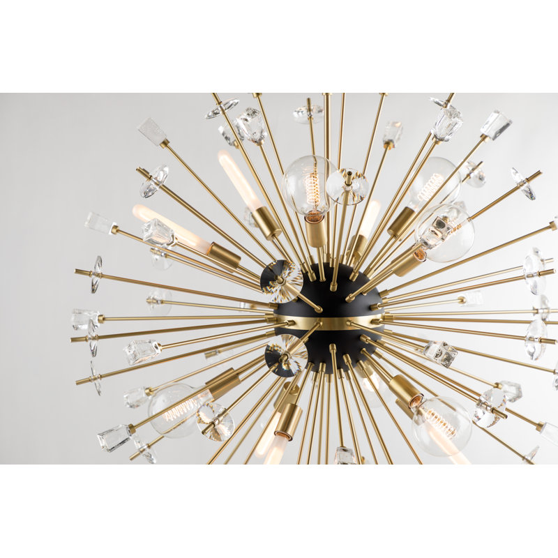 Lustre spoutnik à 6 lumières Liberty, Laiton vieilli, H 46 po x l 46 po x P 46 po